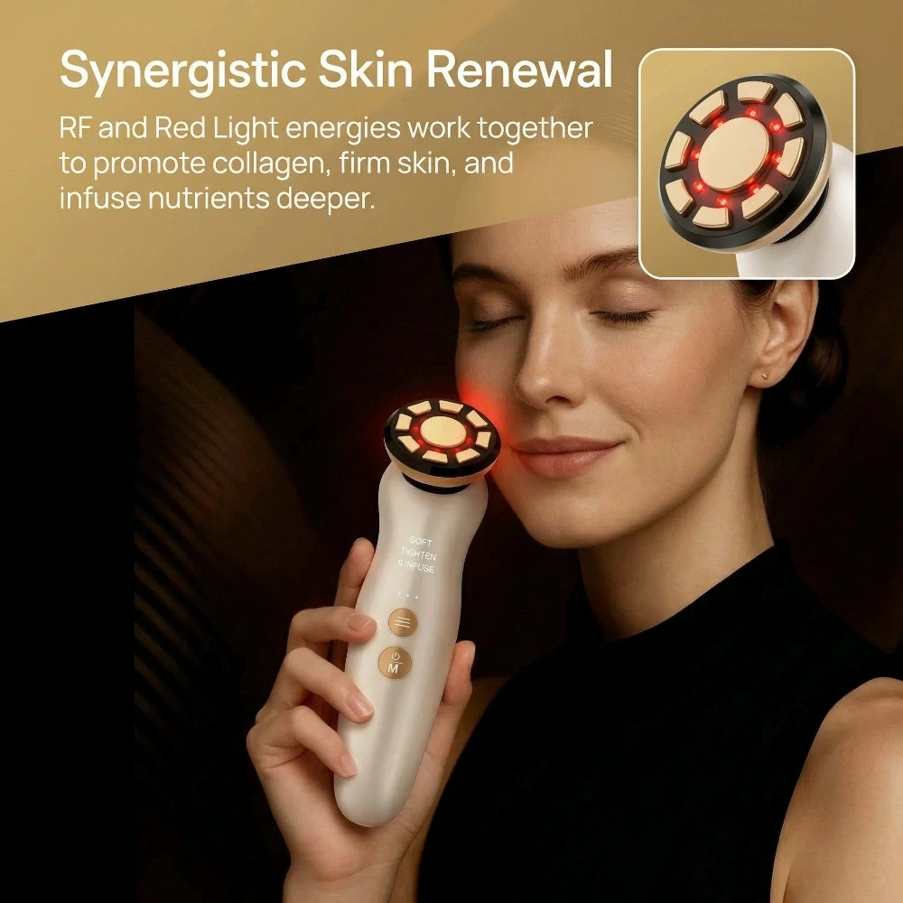 Galvanic Skin Sensor - RF Gezichtsmassageapparaat LED-lichttherapie Sonic Ion Trillingen