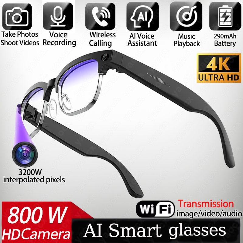 Smart Glasses Lens - 4K Smart AI Bril met 8MP